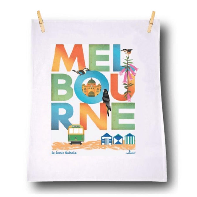 Melbourne 100 Linen Tea Towel St Kilda Tram Printed in Australia
