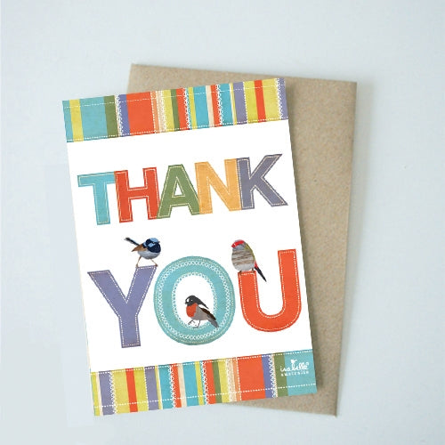 Thank You Stitch Card - Fairywren Red Robin & Finch - Made in Australia ...